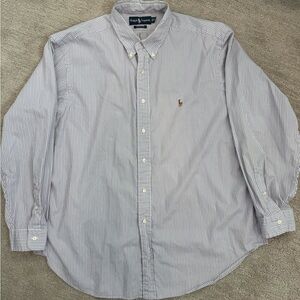 Ralph Lauren Men's Striped Purple and Green Button Down